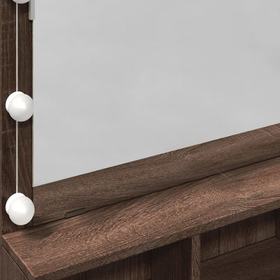 Ruskea tammi peilipöytä led-valoilla Odotie 80x41x134,5cm