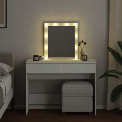 Peilipöytä LED-valoilla valkoinen 100x40x130 cm