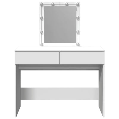 Peilipöytä LED-valoilla valkoinen 100x40x130 cm