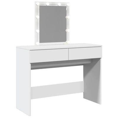 Peilipöytä LED-valoilla valkoinen 100x40x130 cm