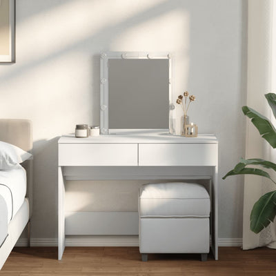 Peilipöytä LED-valoilla valkoinen 100x40x130 cm