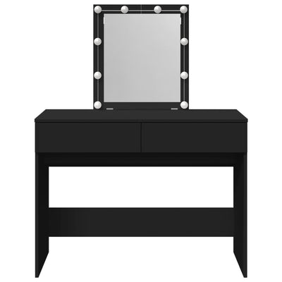 Peilipöytä LED-valoilla musta 100x40x130 cm