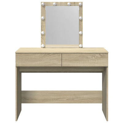 Peilipöytä LED-valoilla Sonoma-tammi 100x40x130 cm