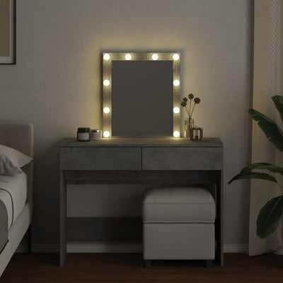 Peilipöytä LED-valoilla betoninharmaa 100x40x130 cm