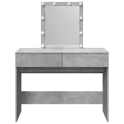Peilipöytä LED-valoilla betoninharmaa 100x40x130 cm