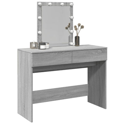 Peilipöytä LED-valoilla harmaa Sonoma 100x40x130 cm