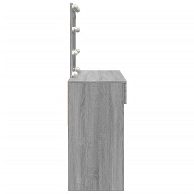 Peilipöytä LED-valoilla harmaa Sonoma 100x40x130 cm