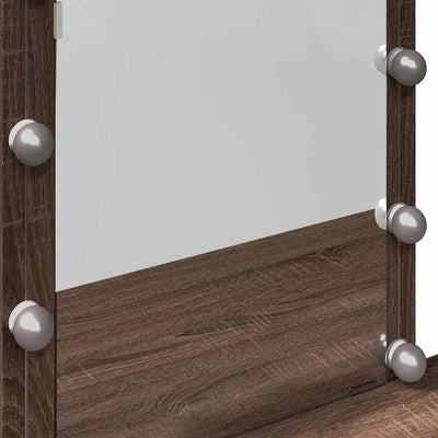 Ruskea tammi peilipöytä led-valoilla Saligni 100x40x130cm