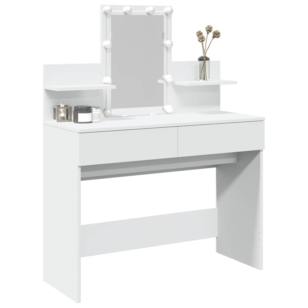 Valkoinen peilipöytä led-valoilla Robinson 100x40x130cm
