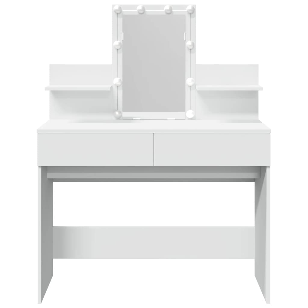 Valkoinen peilipöytä led-valoilla Robinson 100x40x130cm