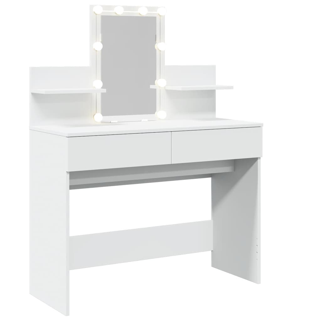 Valkoinen peilipöytä led-valoilla Robinson 100x40x130cm