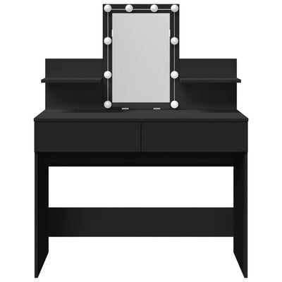 Peilipöytä LED-valoilla musta 100x40x130 cm