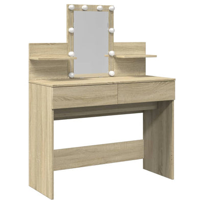 Peilipöytä LED-valoilla Sonoma-tammi 100x40x130 cm