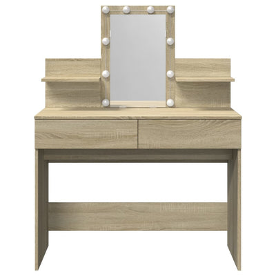 Peilipöytä LED-valoilla Sonoma-tammi 100x40x130 cm