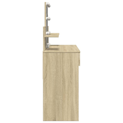 Peilipöytä LED-valoilla Sonoma-tammi 100x40x130 cm