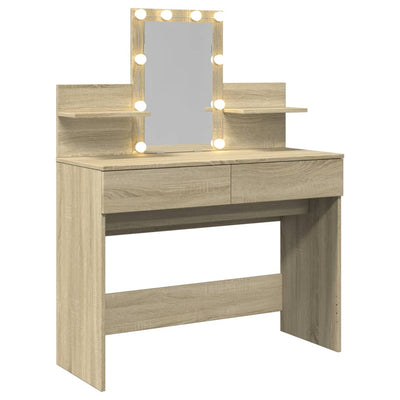 Peilipöytä LED-valoilla Sonoma-tammi 100x40x130 cm