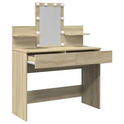 Peilipöytä LED-valoilla Sonoma-tammi 100x40x130 cm