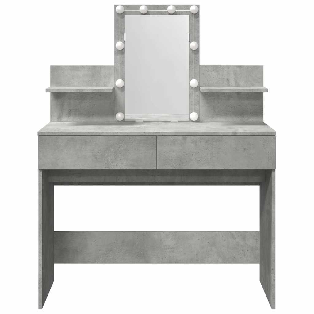 Betoninharmaa peilipöytä led-valoilla Robinson 100x40x130cm