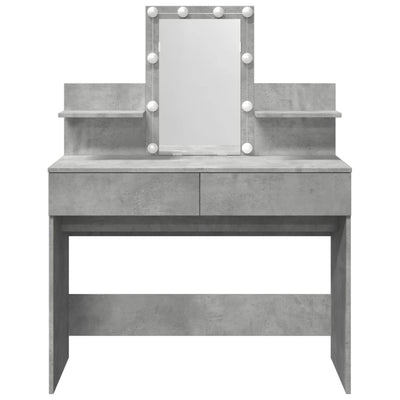 Peilipöytä LED-valoilla betoninharmaa 100x40x130 cm