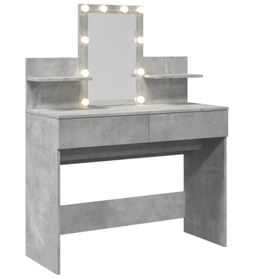Peilipöytä LED-valoilla betoninharmaa 100x40x130 cm