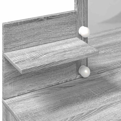 Harmaa peilipöytä led-valoilla Robinson 100x40x130cm