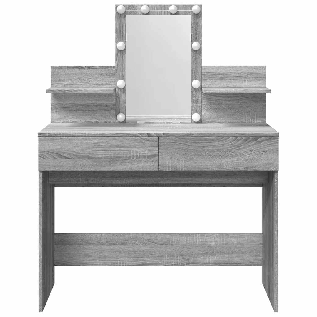 Harmaa peilipöytä led-valoilla Robinson 100x40x130cm