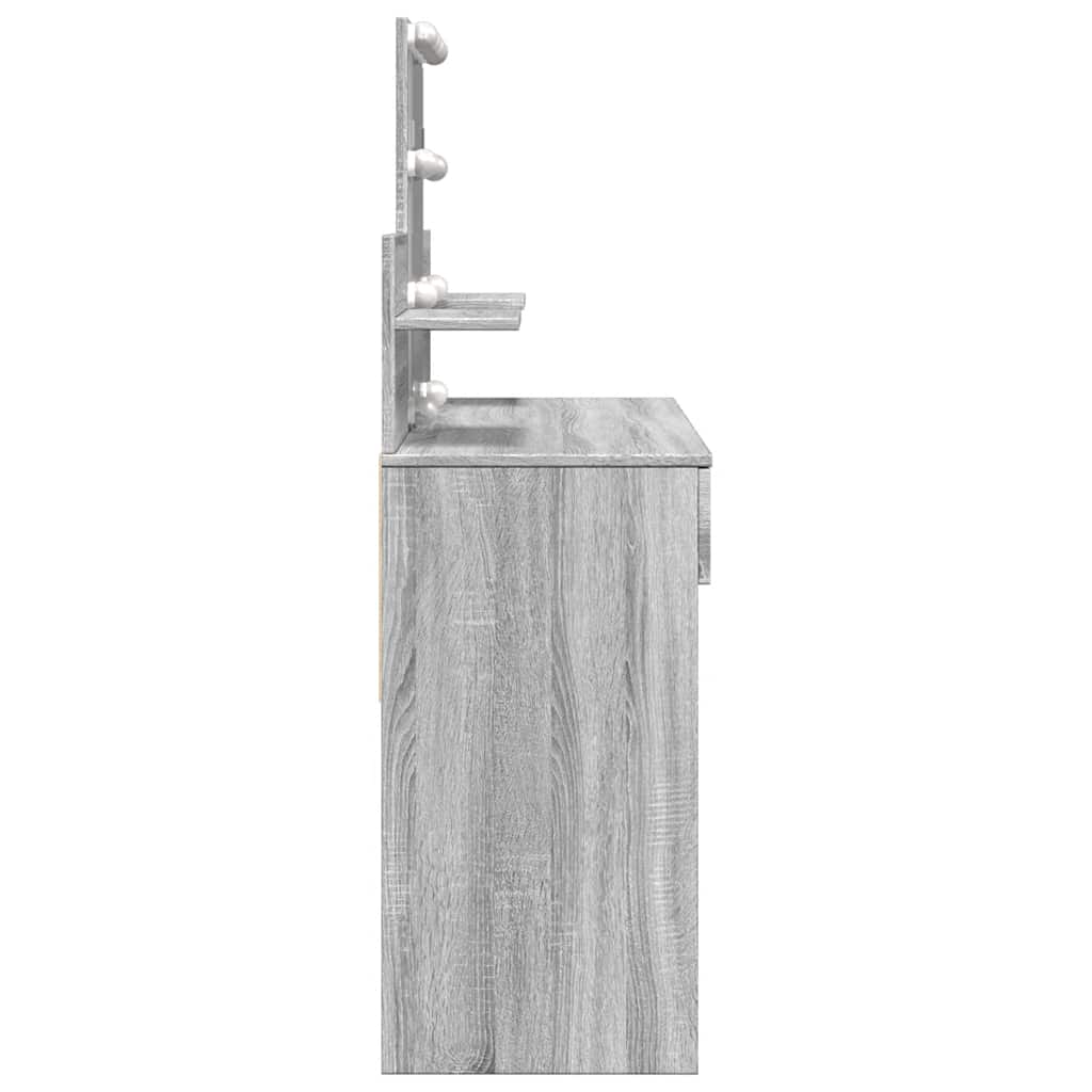 Harmaa peilipöytä led-valoilla Robinson 100x40x130cm