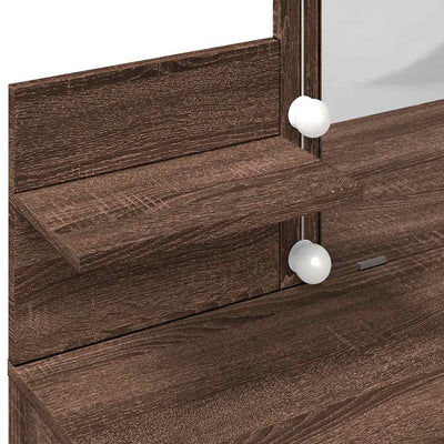 Ruskea tammi peilipöytä led-valoilla Robinson 100x40x130cm