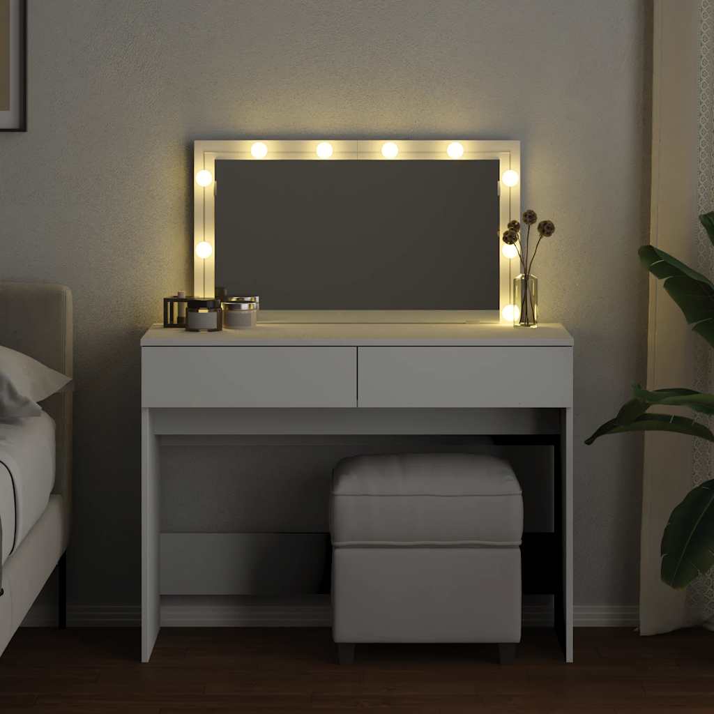 Valkoinen peilipöytä led-valoilla Leal 100x40x120cm