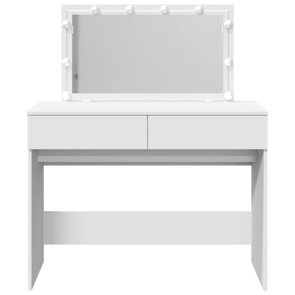 Valkoinen peilipöytä led-valoilla Leal 100x40x120cm