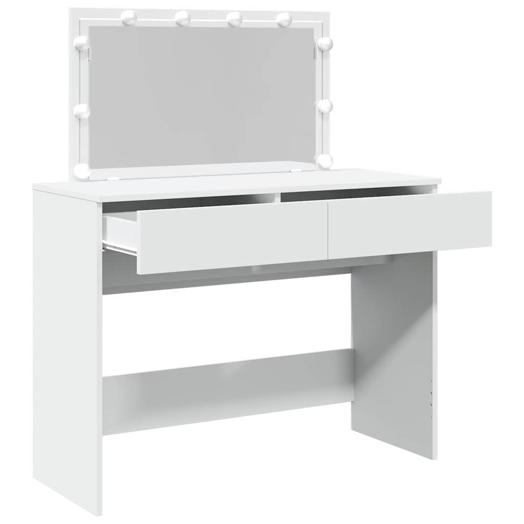 Valkoinen peilipöytä led-valoilla Leal 100x40x120cm