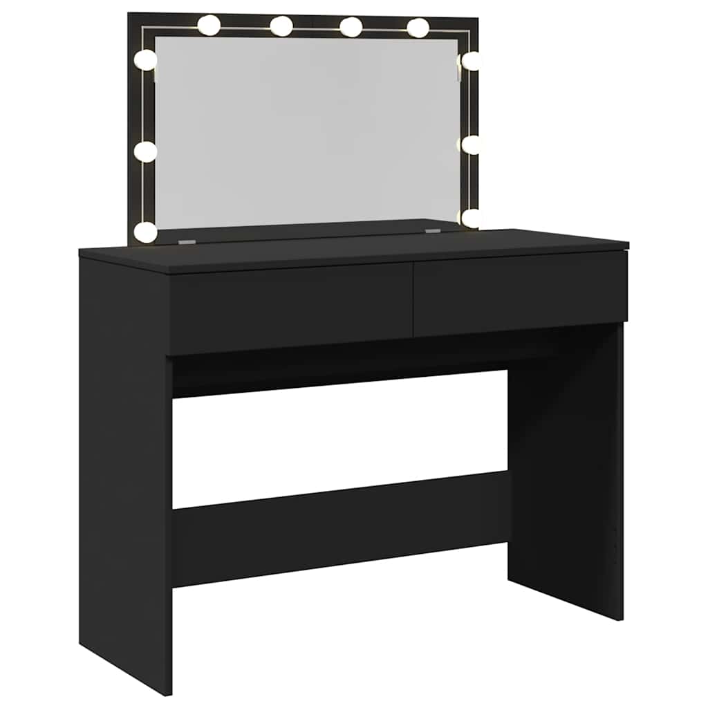 Musta peilipöytä led-valoilla Leal 100x40x120cm