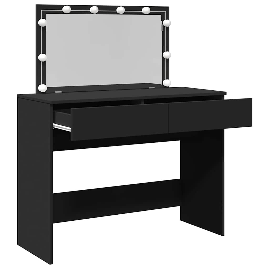 Musta peilipöytä led-valoilla Leal 100x40x120cm