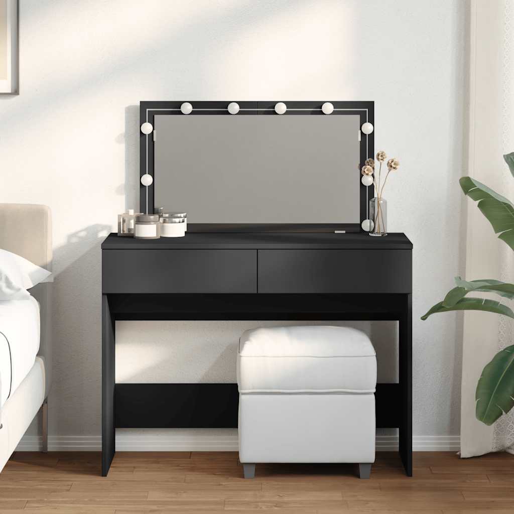 Musta peilipöytä led-valoilla Leal 100x40x120cm