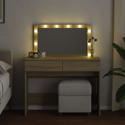 Peilipöytä LED-valoilla Sonoma-tammi 100x40x120 cm