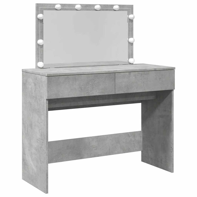 Betoninharmaa peilipöytä led-valoilla Leal 100x40x120cm
