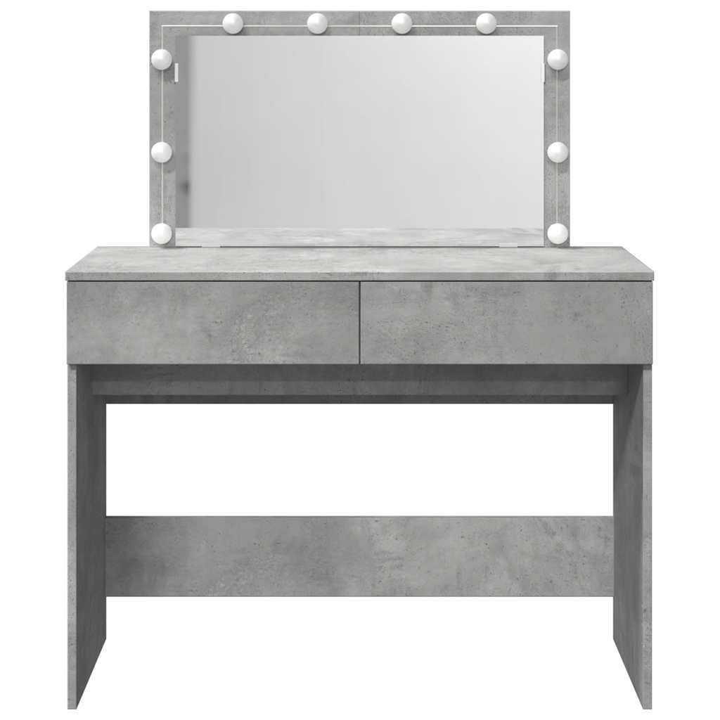 Betoninharmaa peilipöytä led-valoilla Leal 100x40x120cm