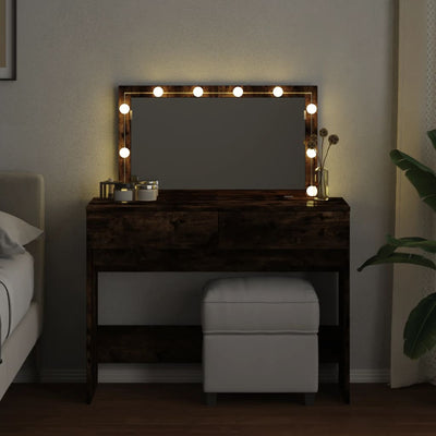Peilipöytä LED-valoilla savutammi 100x40x120 cm
