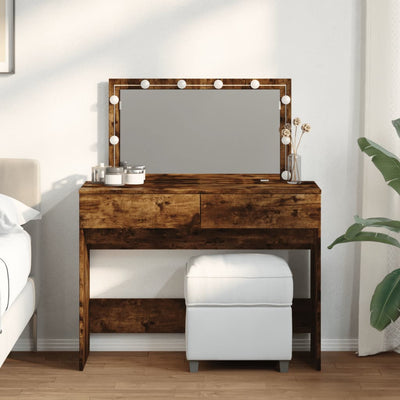 Peilipöytä LED-valoilla savutammi 100x40x120 cm