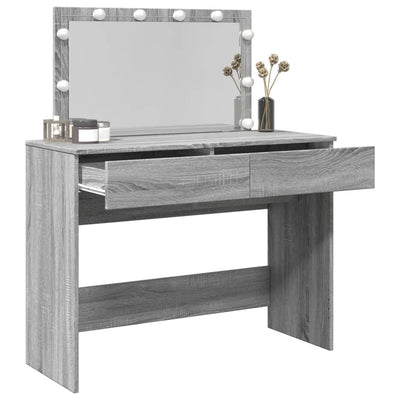 Peilipöytä LED-valoilla harmaa Sonoma 100x40x120 cm