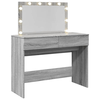 Peilipöytä LED-valoilla harmaa Sonoma 100x40x120 cm