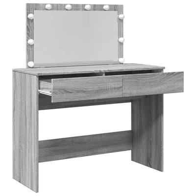 Peilipöytä LED-valoilla harmaa Sonoma 100x40x120 cm