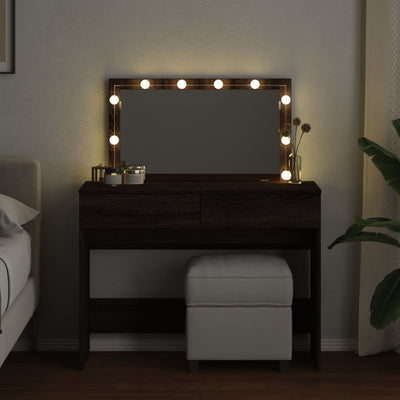 Peilipöytä LED-valoilla ruskea tammi 100x40x120 cm