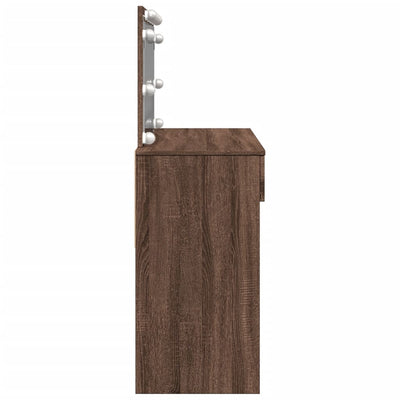 Peilipöytä LED-valoilla ruskea tammi 100x40x120 cm