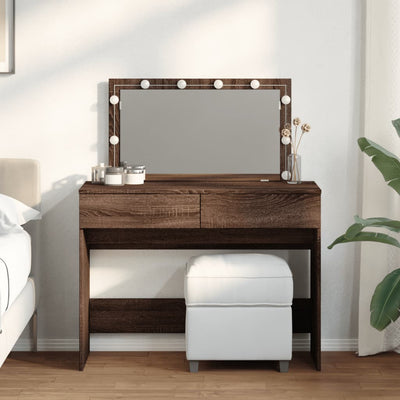 Peilipöytä LED-valoilla ruskea tammi 100x40x120 cm
