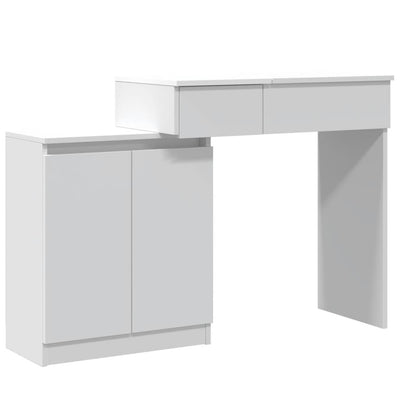 Peilipöytä LED-valoilla valkoinen 115x37x110,5 cm