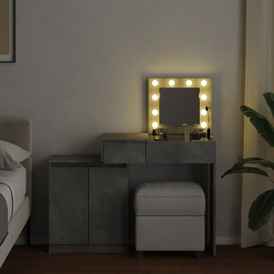 Peilipöytä LED-valoilla betoninharmaa 115x37x110,5 cm