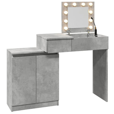 Peilipöytä LED-valoilla betoninharmaa 115x37x110,5 cm