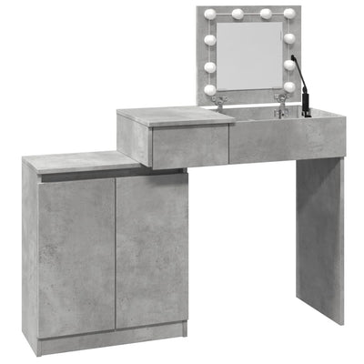 Peilipöytä LED-valoilla betoninharmaa 115x37x110,5 cm