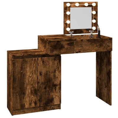 Peilipöytä LED-valoilla savutammi 115x37x110,5 cm